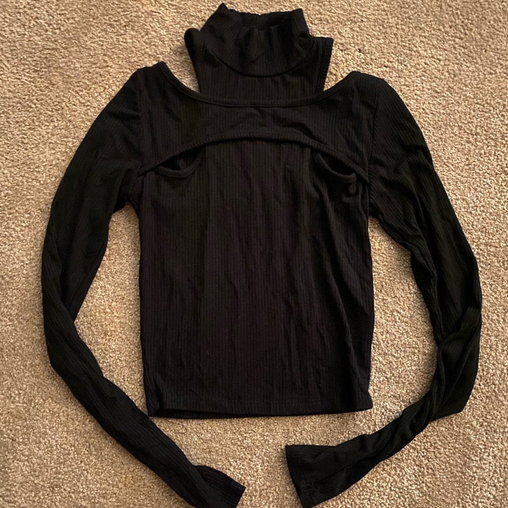 black asymmetrical long sleeve
